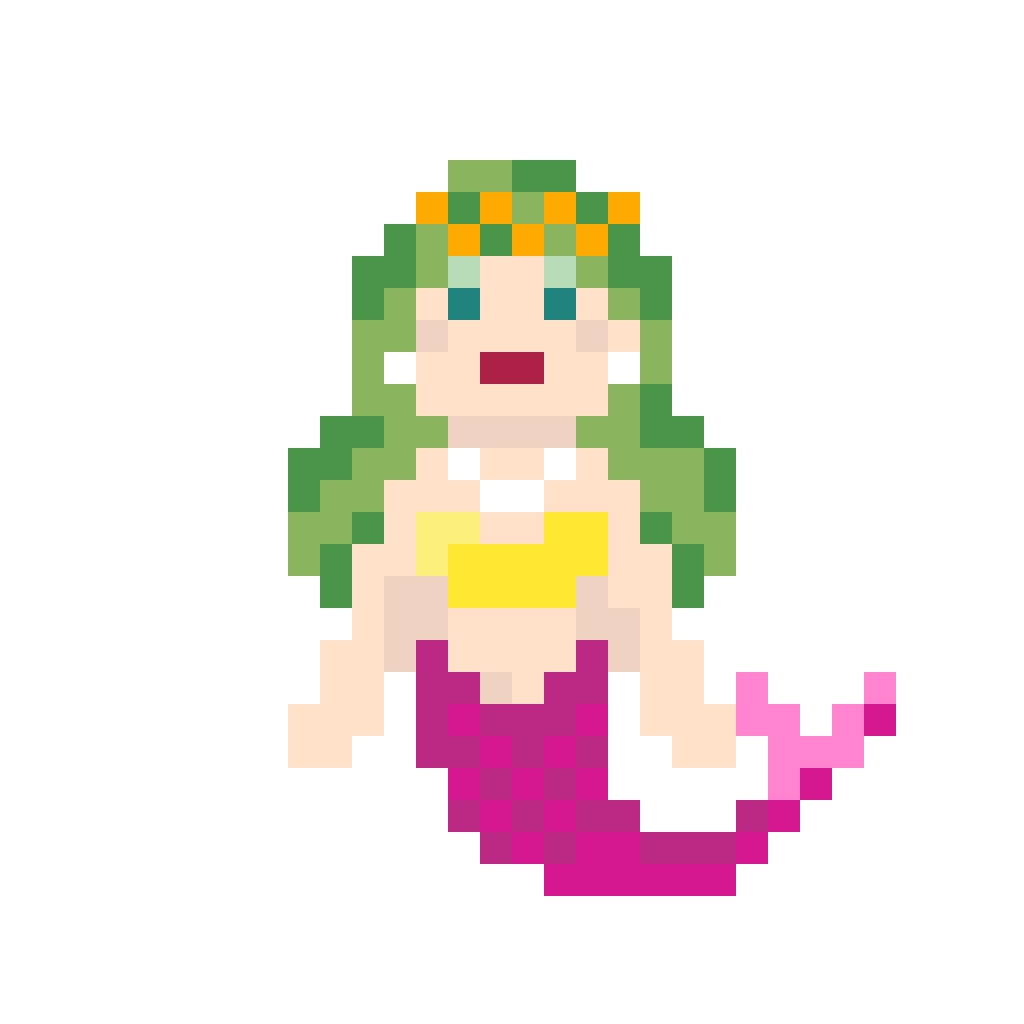イラスト素材：ドット絵の人魚の女の子2